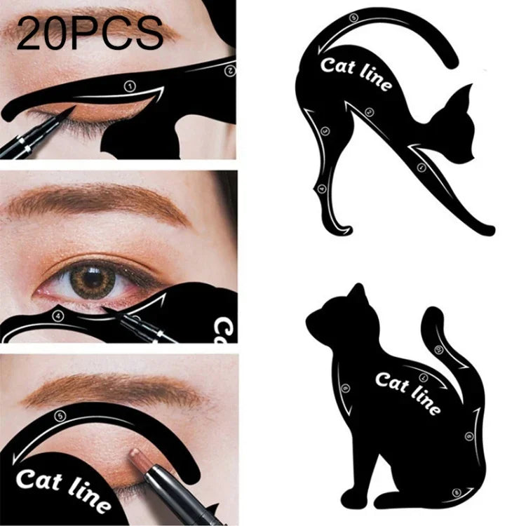 20 Stück / 10 Sets Damen-Katzenlinien-Augen-Make-up-Werkzeugmodell