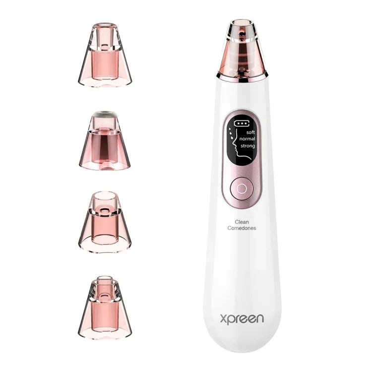 Xpreen Wiederaufladbarer Porenreiniger, Gesichts-Schönheitsgerät für Zuhause mit LED-Bildschirm & 4 Sonden, XPRE111