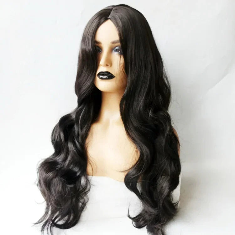 Mittelscheitel Große Kurve Lange Locken Perücke Chemiefaser Haar Vollkopfbedeckung für Damen