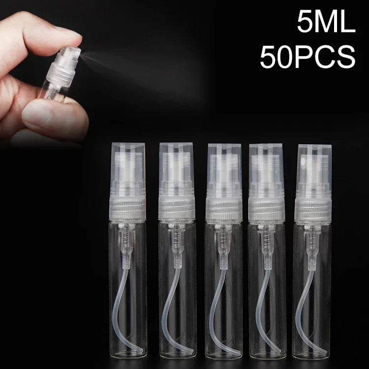 50 Stück leere Parfümflaschen, Sprühflaschen, Fassungsvermögen: 5 ml (transparent), 5 ml (transparent)