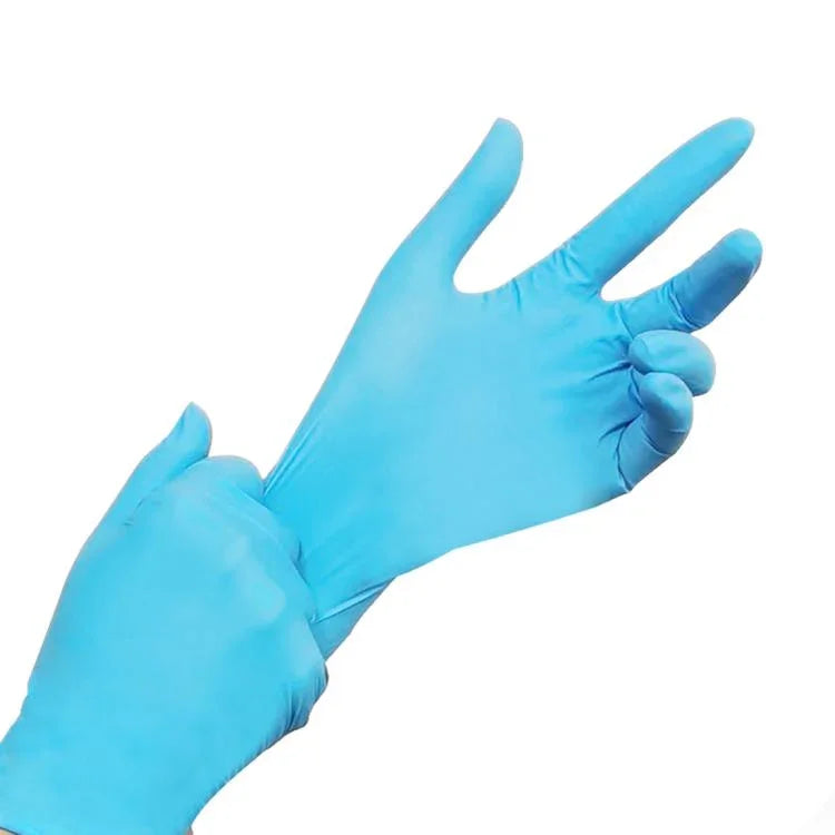 100 Stk. blaue Einweg-Butyronitril-Handschuhe für den Haushalt, Größe: L, geeignet für Handflächenbreite: 9 cm-10 cm, neue/alte Verpackung wird zufällig geliefert, Größe: L