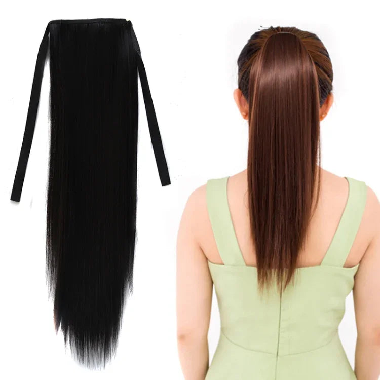 Natürlicher langer, glatter Haar-Pferdeschwanz, Perücke im Bandagen-Stil für Frauen, Länge: 45 cm, 45 cm