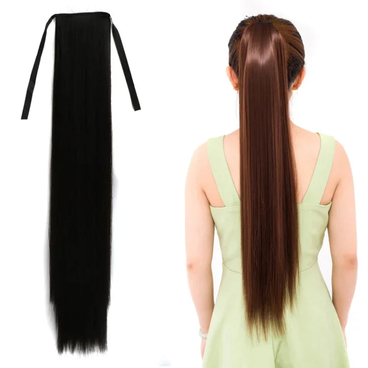 Natürlicher, langer, glatter Haar-Pferdeschwanz, Verband-Stil, Perücken-Pferdeschwanz für Frauen, Länge: 75 cm, 75 cm