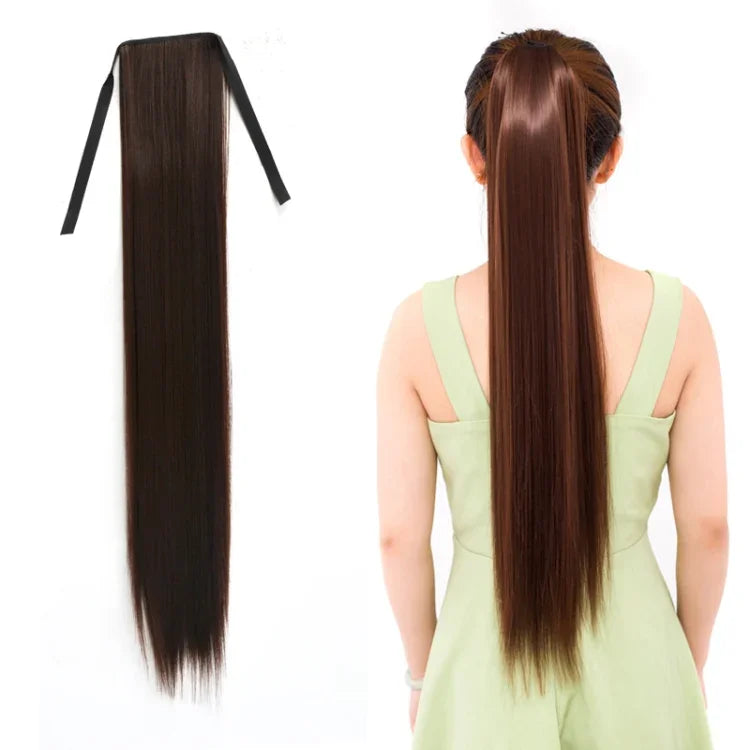 Natürlicher, langer, glatter Haar-Pferdeschwanz, Verband-Stil, Perücken-Pferdeschwanz für Frauen, Länge: 75 cm, 75 cm