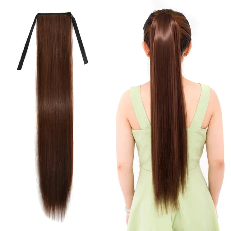 Natürlicher, langer, glatter Haar-Pferdeschwanz, Verband-Stil, Perücken-Pferdeschwanz für Frauen, Länge: 75 cm, 75 cm