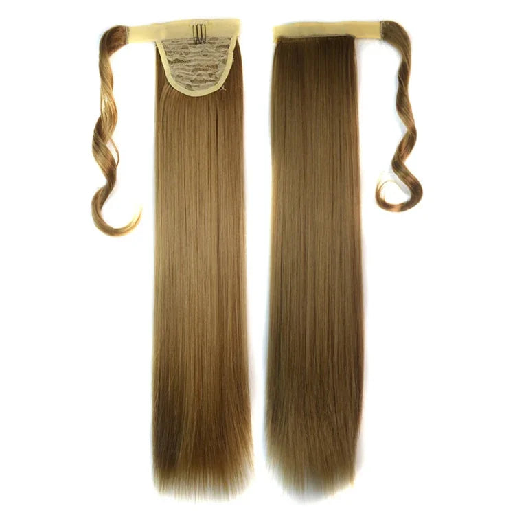 18M22# Unsichtbares nahtloses Verband-Stil-Perücke, lange glatte Haare, Perücken-Pferdeschwanz, 18M22#
