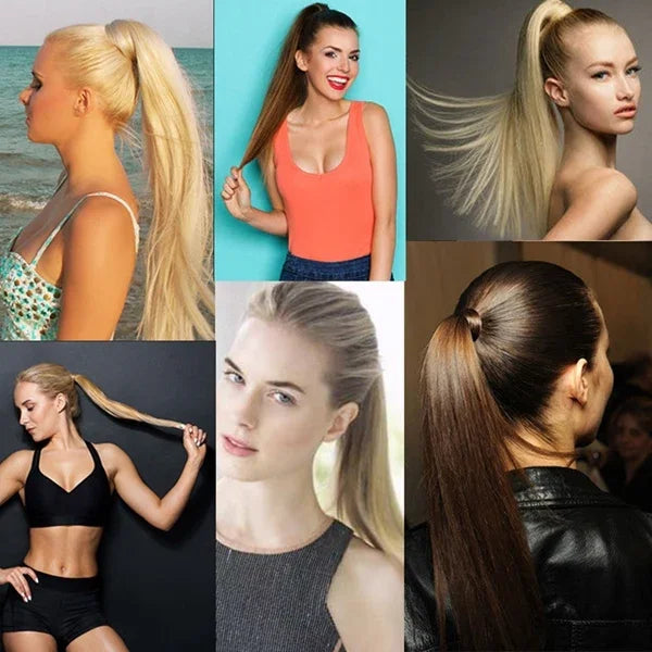 613H12# Invisible Seamless Bandage-style  Wig Long Straight Hair Wig Ponytail, 613H12#
