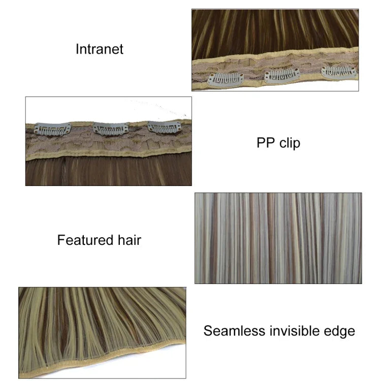 1# One-piece Seamless Five-clip Wig Long Straight Wig Piece, 1#