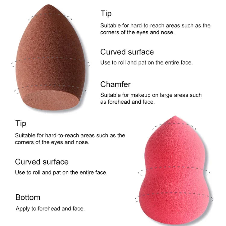 Set mit tropfenförmigen Make-up-Schwämmen in Eiform, weich und 1 Stück
