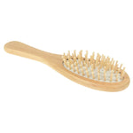Natürlicher Massage-Haarkamm aus Holz mit Gummibasis und Holzbürste, Größe: Klein, Klein (Weiß)