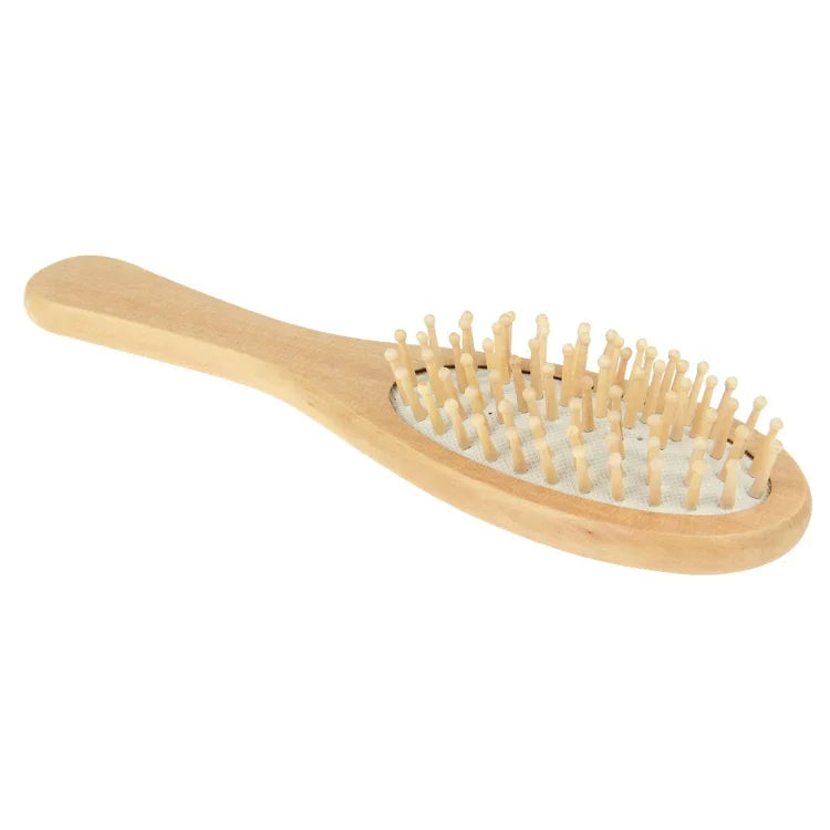 Natürlicher Massage-Haarkamm aus Holz mit Gummibasis und Holzbürste, Größe: Klein, Klein (Weiß)