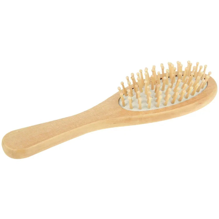 Natürlicher Massage-Haarkamm aus Holz mit Gummibasis und Holzbürste, Größe: Klein, Klein (Weiß)