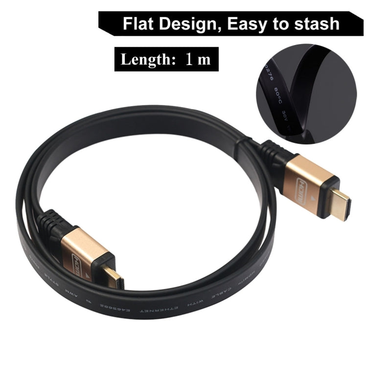 1m HDMI 2.0 (4K) 30AWG High Speed 18Gbps vergoldete Stecker HDMI Stecker zu HDMI Stecker Flachkabel, Länge: 1m
