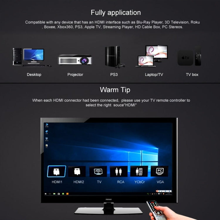 1m HDMI 2.0 (4K) 30AWG High Speed 18Gbps vergoldete Stecker HDMI Stecker zu HDMI Stecker Flachkabel, Länge: 1m