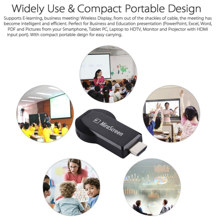 MiraScreen WLAN-Display-Dongle / Miracast Airplay DLNA Display Receiver Dongle Drahtloses Spiegelungsgerät mit 2-in-1 USB-Kabel