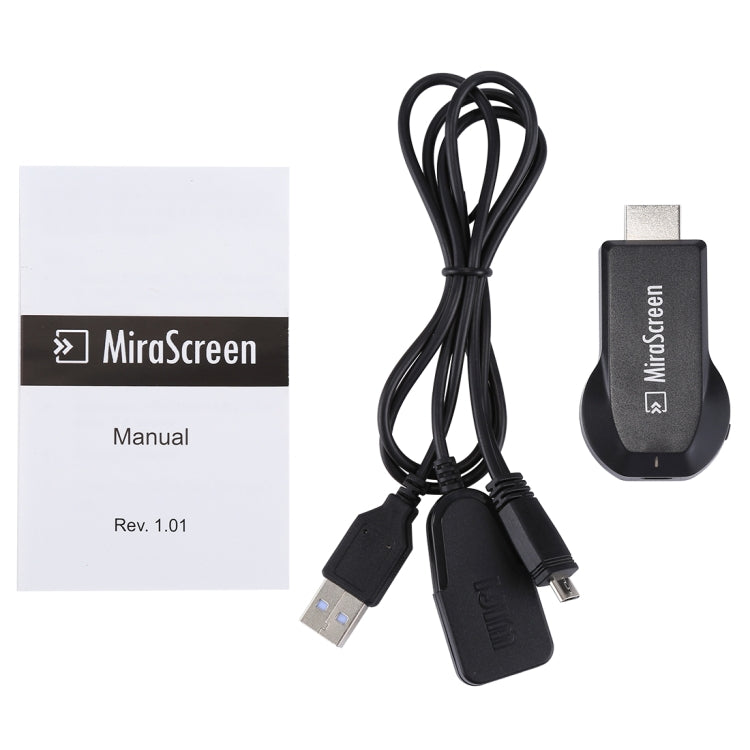 MiraScreen WLAN-Display-Dongle / Miracast Airplay DLNA Display Receiver Dongle Drahtloses Spiegelungsgerät mit 2-in-1 USB-Kabel