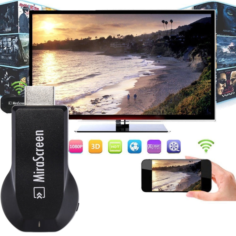 MiraScreen WLAN-Display-Dongle / Miracast Airplay DLNA Display Receiver Dongle Drahtloses Spiegelungsgerät mit 2-in-1 USB-Kabel