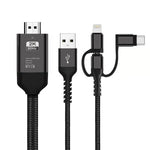 3 in 1 Micro USB + USB-C / Typ-C + 8-Pin zu HDMI HDTV Kabel