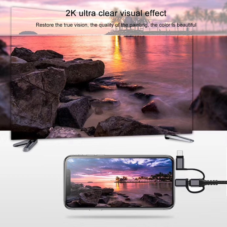 3 in 1 Micro USB + USB-C / Typ-C + 8-Pin zu HDMI HDTV Kabel
