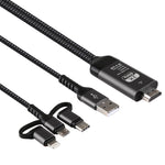 3 in 1 Micro USB + USB-C / Typ-C + 8-Pin zu HDMI HDTV Kabel