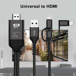 3 in 1 Micro USB + USB-C / Typ-C + 8-Pin zu HDMI HDTV Kabel