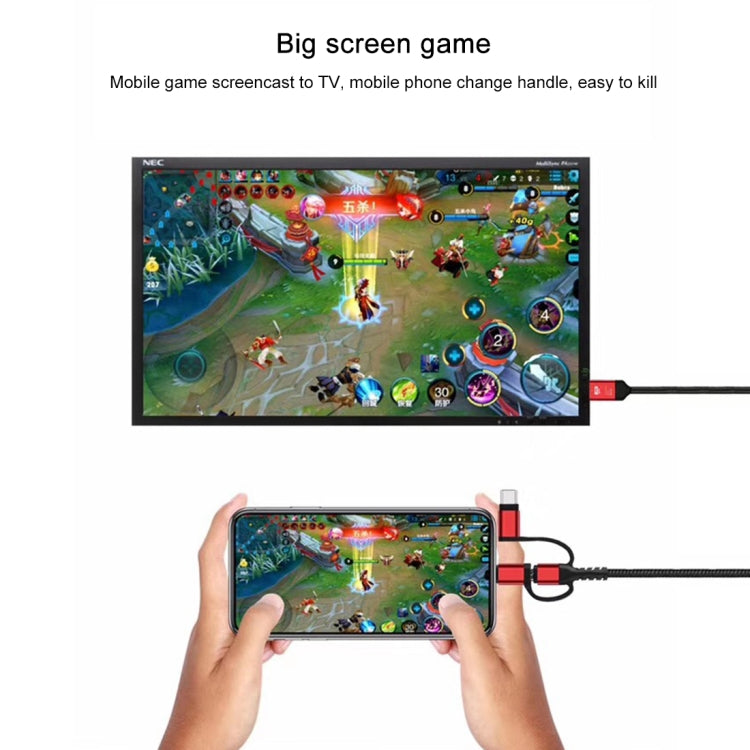 3 in 1 Micro USB + USB-C / Typ-C + 8-Pin zu HDMI HDTV Kabel