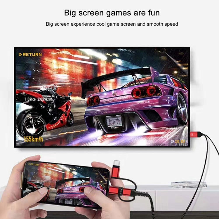 3 in 1 Micro USB + USB-C / Typ-C + 8-Pin zu HDMI HDTV Kabel