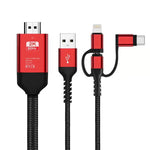 3 in 1 Micro USB + USB-C / Typ-C + 8-Pin zu HDMI HDTV Kabel
