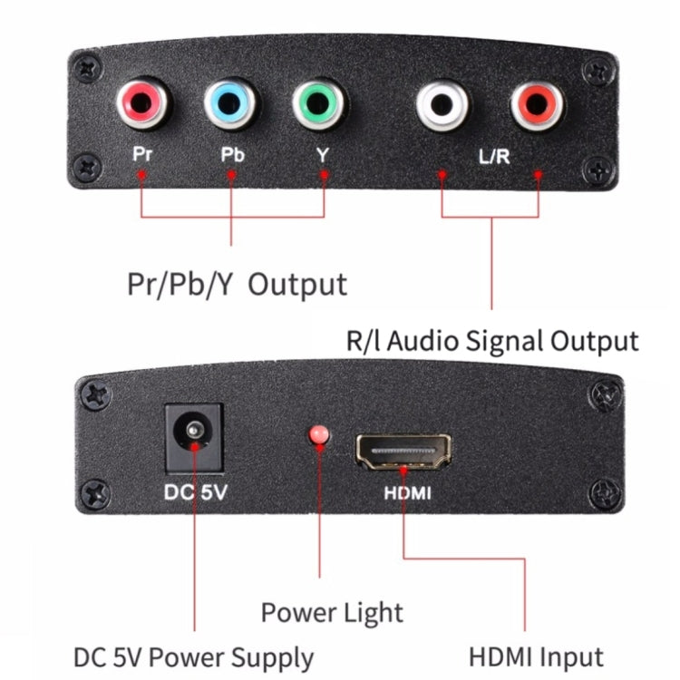 1080P HD HDMI zu YPbPr Video- und R/L Audio Adapter Konverter, HDMI zu YPbPr+R/L