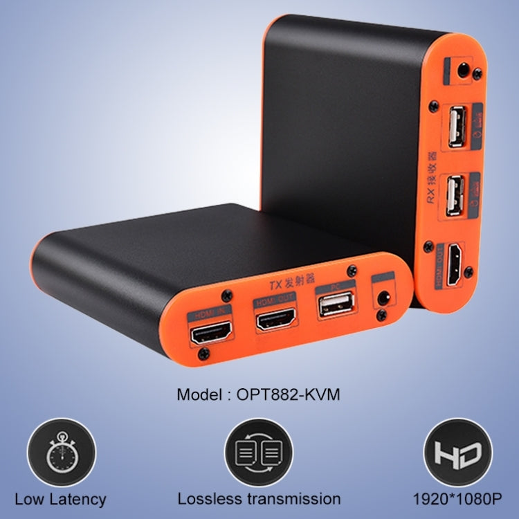 OPT882-KVM HDMI Extender (Empfänger & Sender) Glasfaser Extender mit USB-Anschluss und KVM-Funktion, Übertragungsdistanz: 20KM, OPT882-KVM