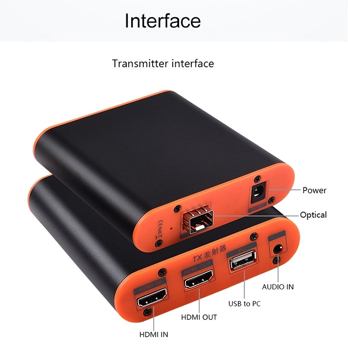 OPT882-KVM HDMI Extender (Empfänger & Sender) Glasfaser Extender mit USB-Anschluss und KVM-Funktion, Übertragungsdistanz: 20KM, OPT882-KVM