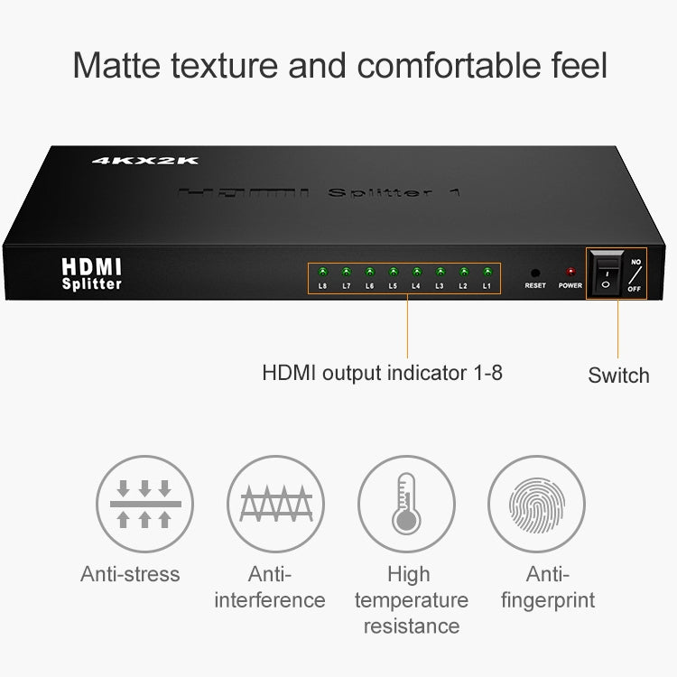 1 x 8 Full HD 1080P HDMI Verteiler mit Schalter, unterstützt 3D & 4K x 2K
