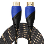 15m HDMI 1.4 Version 1080P gewebtes Netzkabel Blau Schwarz Stecker HDMI Stecker zu HDMI Stecker Audio Video Anschlussadapterkabel, Länge: 15m