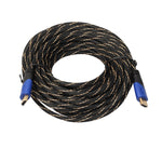 15m HDMI 1.4 Version 1080P gewebtes Netzkabel Blau Schwarz Stecker HDMI Stecker zu HDMI Stecker Audio Video Anschlussadapterkabel, Länge: 15m