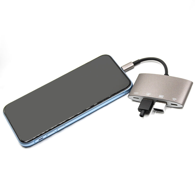 1040KEY 8-Pin zu USB + Typ-C / USB-C + OTG Multifunktionaler Konverter Adapter, 1040KEY