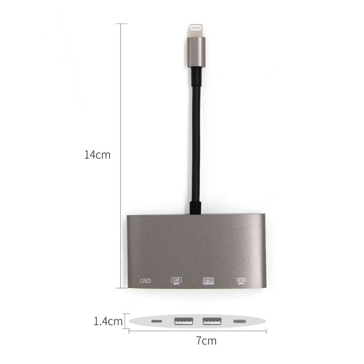 1040KEY 8-Pin zu USB + Typ-C / USB-C + OTG Multifunktionaler Konverter Adapter, 1040KEY