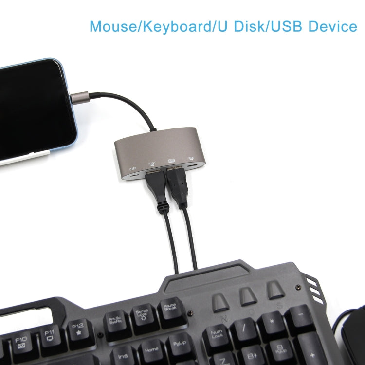 1040KEY 8-Pin zu USB + Typ-C / USB-C + OTG Multifunktionaler Konverter Adapter, 1040KEY