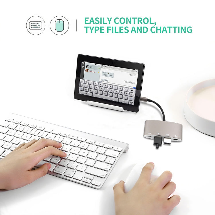 1040KEY 8-Pin zu USB + Typ-C / USB-C + OTG Multifunktionaler Konverter Adapter, 1040KEY