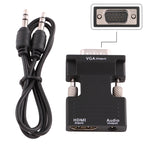 HDMI Buchse zu VGA Stecker Konverter mit Audioausgang Adapter für Projektor, Monitor, Fernseher, HDMI zu VGA+Audio