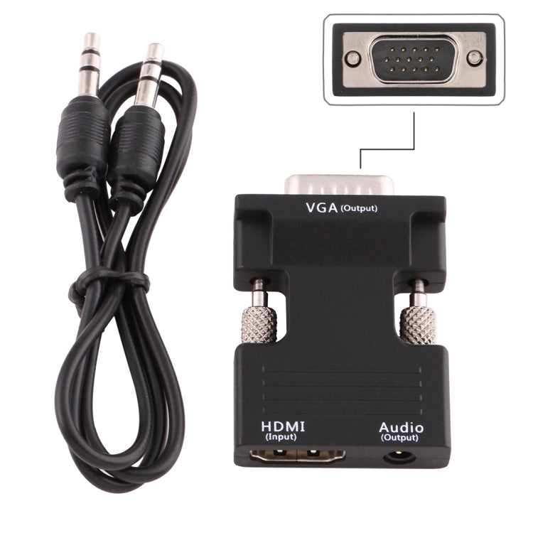 HDMI Buchse zu VGA Stecker Konverter mit Audioausgang Adapter für Projektor, Monitor, Fernseher, HDMI zu VGA+Audio