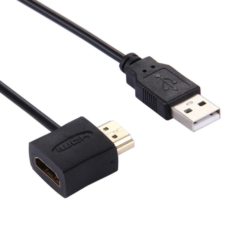 50 cm HDMI Buchse + HDMI Stecker zu USB 2.0 Stecker Adapterkabel, HDMI Buchse + Stecker