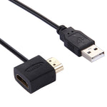 50 cm HDMI Buchse + HDMI Stecker zu USB 2.0 Stecker Adapterkabel, HDMI Buchse + Stecker