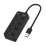 Onten 5301 USB 3.0 Stecker zu 4 USB 2.0 Buchsen Splitter Extender mit unabhängigem Schalter, 5301