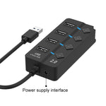 Onten 5301 USB 3.0 Stecker zu 4 USB 2.0 Buchsen Splitter Extender mit unabhängigem Schalter, 5301