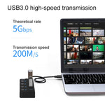 Onten 5301 USB 3.0 Stecker zu 4 USB 2.0 Buchsen Splitter Extender mit unabhängigem Schalter, 5301