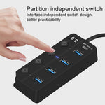 Onten 5301 USB 3.0 Stecker zu 4 USB 2.0 Buchsen Splitter Extender mit unabhängigem Schalter, 5301