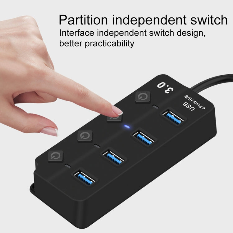 Onten 5301 USB 3.0 Stecker zu 4 USB 2.0 Buchsen Splitter Extender mit unabhängigem Schalter, 5301