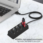 Onten 5301 USB 3.0 Stecker zu 4 USB 2.0 Buchsen Splitter Extender mit unabhängigem Schalter, 5301