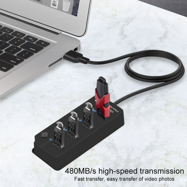 Onten 5301 USB 3.0 Stecker zu 4 USB 2.0 Buchsen Splitter Extender mit unabhängigem Schalter, 5301