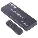 HDMI 4x2 Matrix Umschalter / Splitter mit Fernbedienung, unterstützt ARC / MHL / 4Kx2K / 3D, 4 HDMI Eingänge, 2 HDMI Ausgänge, unterstützt ARC / MHL / 4Kx2K / 3D